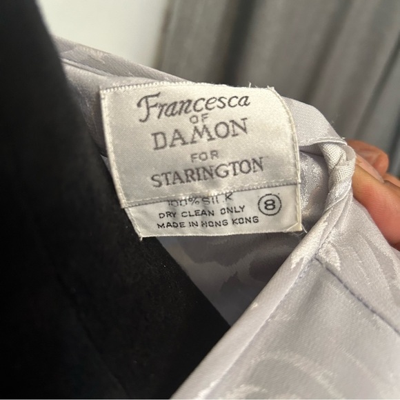 Vintage Francesca of Damon for Starington Silk Skirt Set Hong Kong Blue 90s - Picture 5 of 15